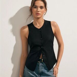 Linen Blends Button Up Tank Top